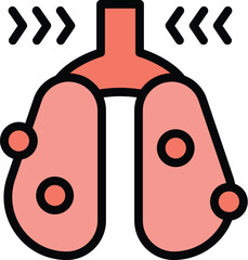 Poster - Lungs virus icon outline vector. Lung corona. Flu infection color flat