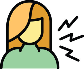 Sticker - Woman stress icon outline vector. Panic attack. Mental fear color flat