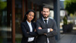 © JKLoma - Portrait of happy multi ethnic business couple posing with arms crossed