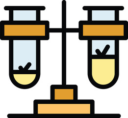 Poster - Lab test tube experiment icon outline vector. Computer research. Medical laboratory color flat