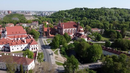 Sticker - Aerial of the beautiful city of Vilnius with beautiful buildings on a sunny day