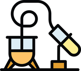 Poster - Chemical experiment icon outline vector. Lab science. Chemistry test color flat