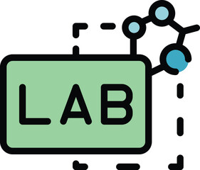 Poster - Lab test icon outline vector. Medical research. Chemistry tool color flat