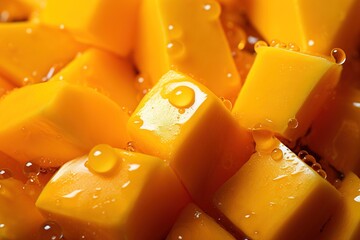 Canvas Print - close up fresh mango sliced in cubes