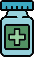 Poster - Pill specialist help icon outline vector. Clinic health. Care person color flat