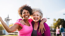 Multiracial Senior Women Having Fun Together After Sport Workout Outdoor