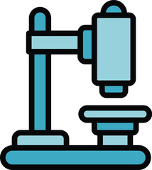 Sticker - Medical microscope icon outline vector. Laboratory technology. Lab chemistry color flat
