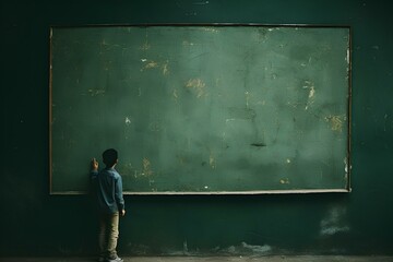 Wall Mural - Green board. Dark green wall backdrop. Education concepts. generative AI