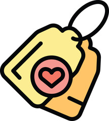 Poster - Health tag icon outline vector. Medical care. Clinic help color flat