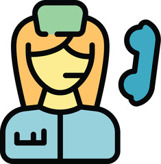 Poster - Call doctor help icon outline vector. Medical hospital. Health clinic color flat