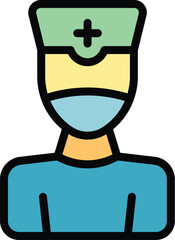 Poster - Clinic nurse icon outline vector. Care person. Help care color flat