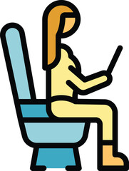 Poster - Online technician icon outline vector. Support man. Medical help color flat