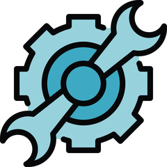 Poster - Online technician support icon outline vector. Man specialist. Medical help color flat