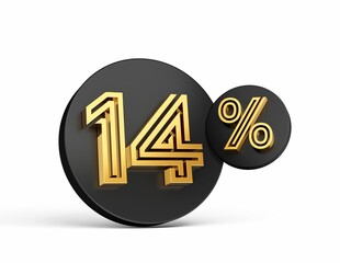 3D illustration of black and gold icon of number 