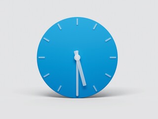 Sticker - 3D illustration of a minimalistic blue clock showing half past five