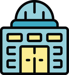 Poster - Clinic building icon outline vector. Medical hospital. Health care color flat