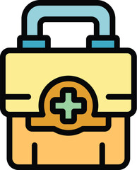 Poster - First aid kit icon outline vector. Medical hospital. Doctor health color flat