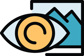 Poster - Virtual tour icon outline vector. 360 vr. Camera angle color flat