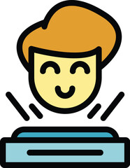 Poster - Kid vr tour icon outline vector. Camera angle. View panoramic color flat