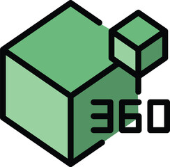 Poster - 360 cube view icon outline vector. Virtual tour. Camera angle color flat