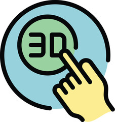 Poster - 3d touch icon outline vector. Virtual tour. Camera angle color flat