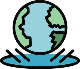 Poster - Global virtual tour icon outline vector. 360 angle. Video degree color flat