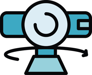 Poster - Vr camera icon outline vector. Angle video. Panorama view color flat
