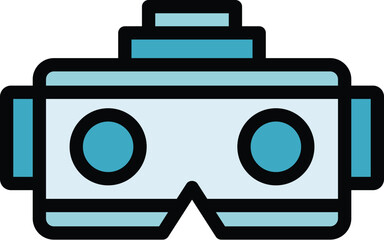 Poster - Carton vr glasses icon outline vector. Virtual tour. Camera angle color flat