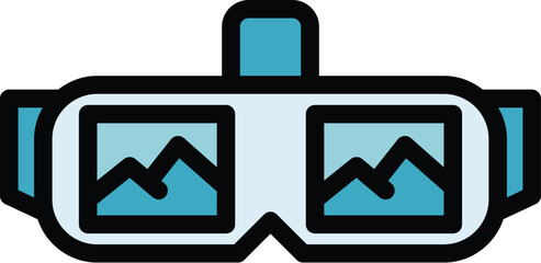 Poster - Glasses virtual tour icon outline vector. 360 angle. Video degree color flat