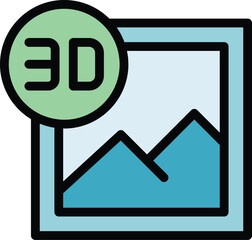 Poster - 3d picture icon outline vector. 3d camera tour. Video angle color flat
