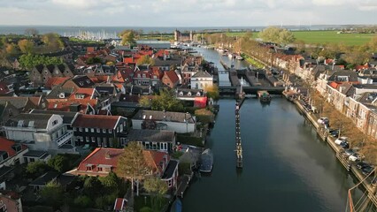 Wall Mural - Aerial of the medieval Muiderslot castle in the Netherlands