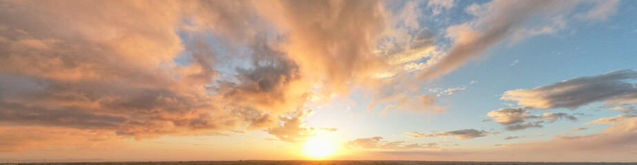 Wall Mural - orange color sky at dusk time
