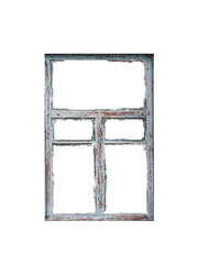 Wall Mural - Old abandoned white wooden window isolated on transparent background