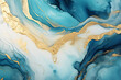 © Magryt - Blue marble and gold background. Turquoise marble texture, golden blotches. Abstract background