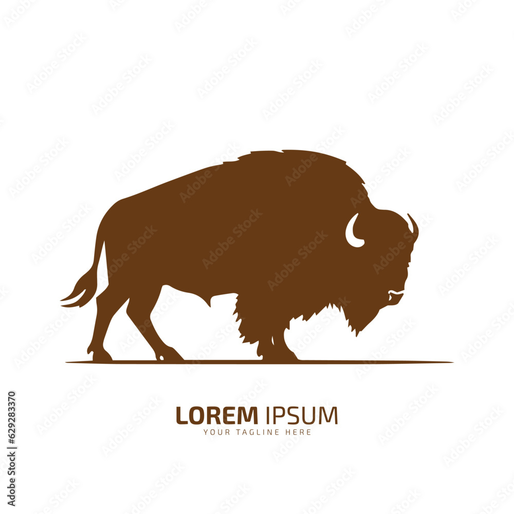 bull logo icon silhouette bison, ox logo symbol style bull vector ...