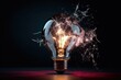 © meredith blaché  - concept graphic of a bright lightbulb shattering with a dark background representing the brainstorming and bright idea process.