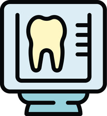 Sticker - Tooth xray image icon outline vector. Mri bone. Health machine color flat