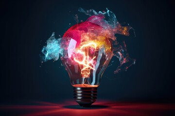 concept graphic of a bright lightbulb shattering with a dark background representing the brainstorming and bright idea process. 