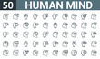 © MacroOne - set of 50 outline web human mind icons such as autism, inspiration, calm, dreaming, imagination, calm, peace of mind vector thin icons for report, presentation, diagram, web design, mobile app.