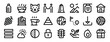 © MacroOne - set of 24 outline web miscellaneous icons such as water, soup, cat, deal, obelisk, mountain, vector icons for report, presentation, diagram, web design, mobile app