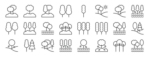 Wall Mural - set of 24 outline web environment icons such as tree, tree, tree, vector icons for report, presentation, diagram, web design, mobile app