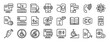 set of 24 outline web accessibility icons such as monitor, speech, audio, smartphone, mouse, smartphone, phone call vector icons for report, presentation, diagram, web design, mobile app