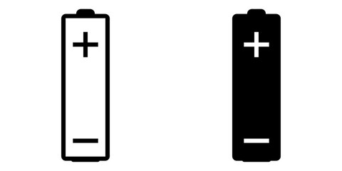 Poster - ofvs406 OutlineFilledVectorSign ofvs - battery cell vector icon . renewable energy concept . AA size . isolated transparent . black outline and filled version . AI 10 / EPS 10 / PNG . g11746