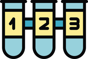 Poster - Medical test tube icon outline vector. Chemistry lab. Beaker blood color flat