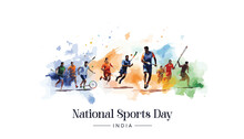 29 August India Celebrates National Sports Day Of India Banner Design, Vector Illustration.