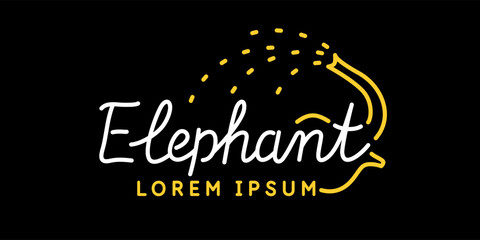 Poster - Minimalistic and stylish Elephant emblem. Vector illustration with text in a fashionable simple style.
