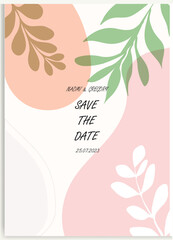 Wall Mural - floral wedding cards, invitation template leaves, and flowers vector