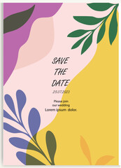 Wall Mural - floral wedding cards, invitation template leaves, and flowers vector