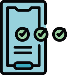 Poster - Smartphone overview icon outline vector. Business data. Economic glass color flat