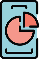 Poster - Phone finance stock icon outline vector. Data analysis. Business overview color flat